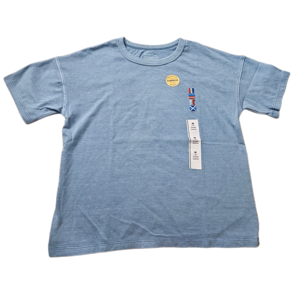 Cat & Jack - Boys' Light Blue Short Sleeve Tee with Embroidered Flag Patch